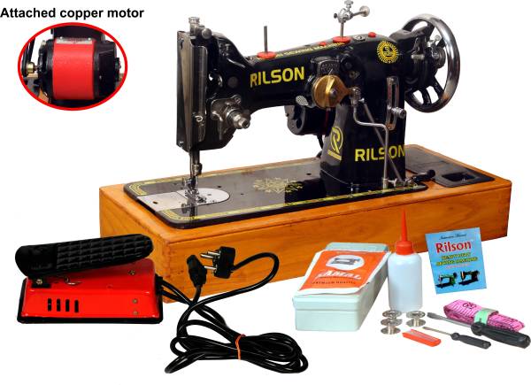 Rilson MOTORIZED 130K/ZIG-ZAG SEWING MACHINE WITH WOODEN BASE AND REGULATOR Electric Sewing Machine