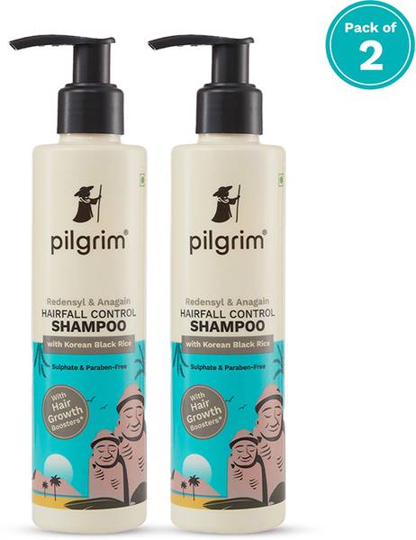 Pilgrim Redensyl & Anagain Hairfall Control Shampoo with Korean Black Rice pack of 2