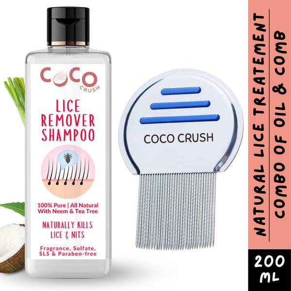 COCO CRUSH Ayurvedic Lice, Nits Killer Shampoo & Lice Comb | 100% Natural Head Lice Removal