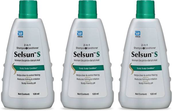Abbott Selsun S 2-in-1 Anti-Dandruff Shampoo + Conditioner 120ml ( Pack of 3)