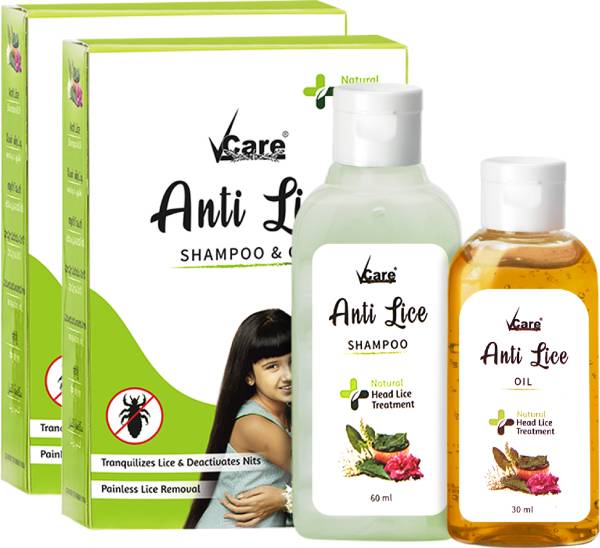 Vcare Anti Lice Shampoo, Anti Lice Oil (Pack of 2), Head Lice Treatment