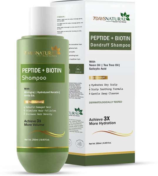7days natural Peptide Shampoo with Tea tree oil & Salicylic Acid for Anti Dandruff | Hair Fall