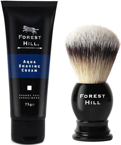 Forest Hill Ashford Brush & Aqua Shaving Cream 75g for Personal & Professional Use Shaving Brush