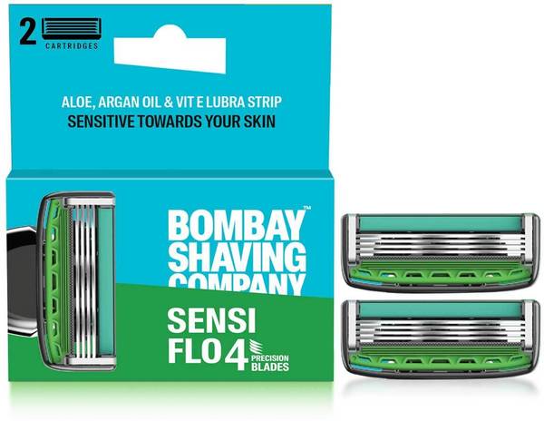BOMBAY SHAVING COMPANY Sensi Flo4 Precision Blade Cartridges with Aloe, Argan Oil & Vitamin E Strip