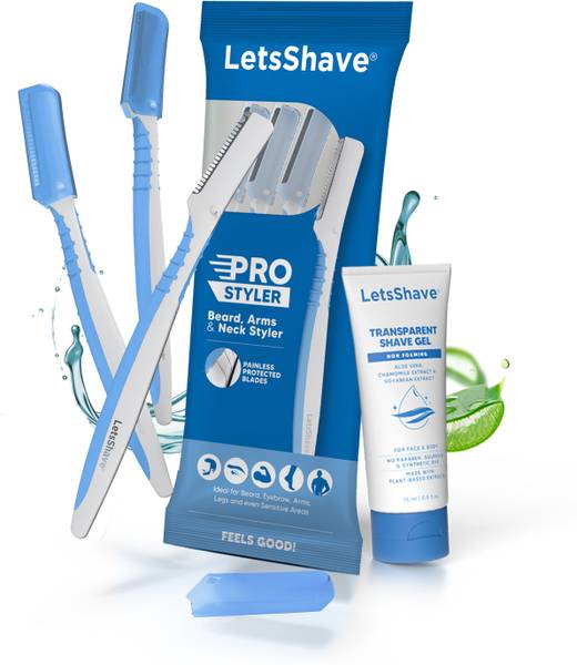 LetsShave Pro Styler for Men Beard with 1 Transparent Shave Gel 15ml, Reusable Beard Razor, Men