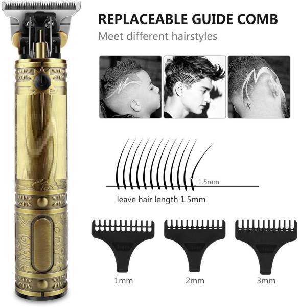 CHG Professional Golden t99 Trimmer Haircut Grooming Kit Metal Body Rechargeable