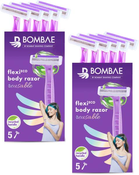 Bombae FlexiEco Reusable Razor for Women | Hair Remover for Arms, Bikini, Legs