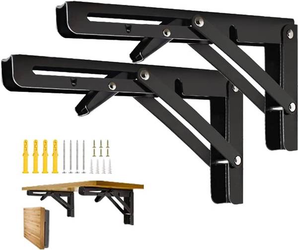OXMEZA Folding Shelf Brackets Heavy Duty Metal Collapsible Shelf Bracket for BenchTable 20 Shelf Bracket