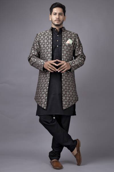 Ethzy Men Kurta Pyjama Ethnic Jacket Set