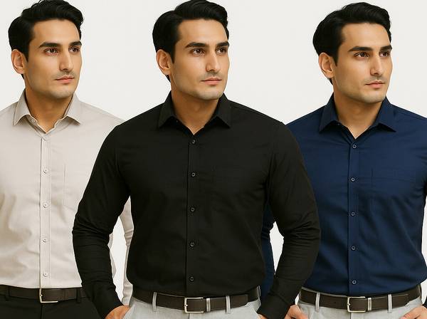 youth first Men Solid Party Grey, Black, Dark Blue Shirt