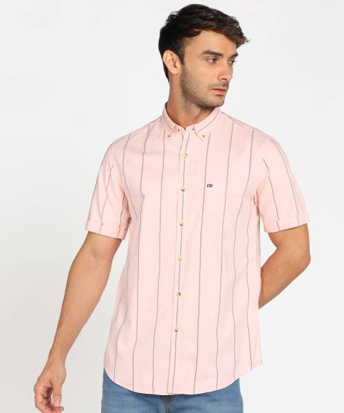 PETER ENGLAND Men Striped Casual Pink Shirt