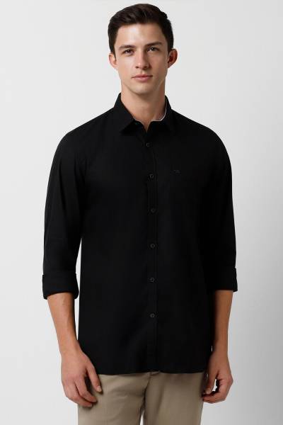 PETER ENGLAND Men Solid Casual Black Shirt