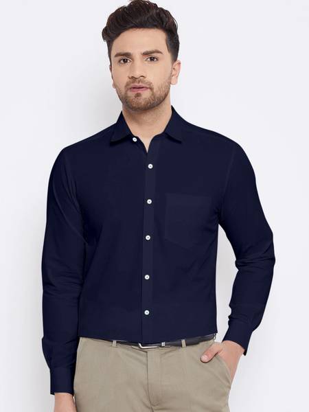 PROBEX INTERNATIONAL Men Solid Formal Dark Blue Shirt