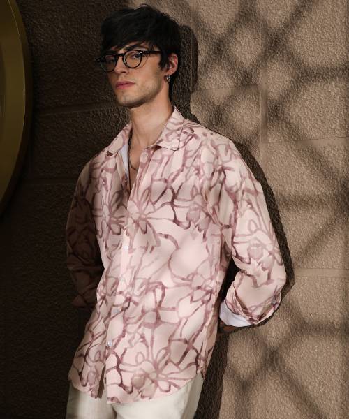 CAMPUS SUTRA Men Printed Casual Pink Shirt