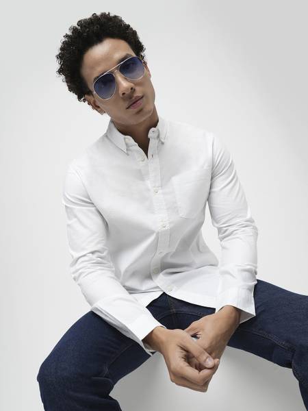 JACK & JONES Men Solid Casual White Shirt