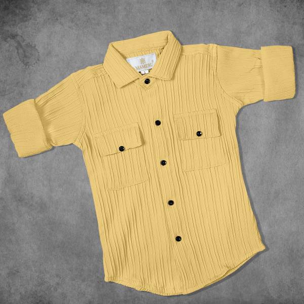 Mameru Boys Printed Casual Yellow Shirt