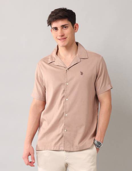 U.S. POLO ASSN. Men Solid Casual Brown Shirt