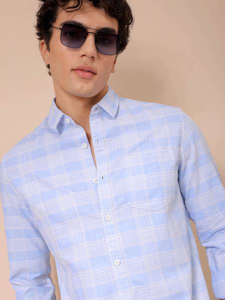 The Indian Garage Co. Men Checkered Casual Blue Shirt