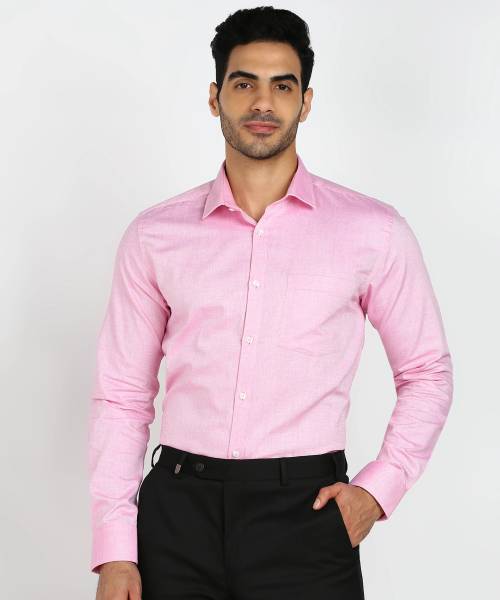 PARK AVENUE Men Self Design Formal Pink Shirt