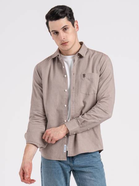 RED TAPE Men Solid Casual Brown Shirt