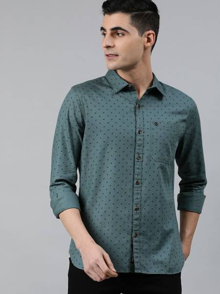 WROGN Men Self Design Casual Green Shirt