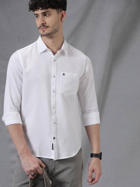 WROGN Men Solid Casual White Shirt