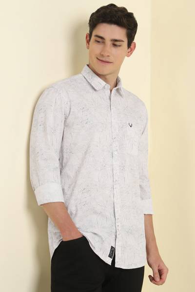 Allen Solly Men Printed Casual Beige Shirt