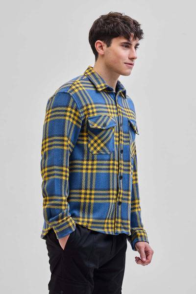 Snitch Men Checkered Casual Blue Shirt