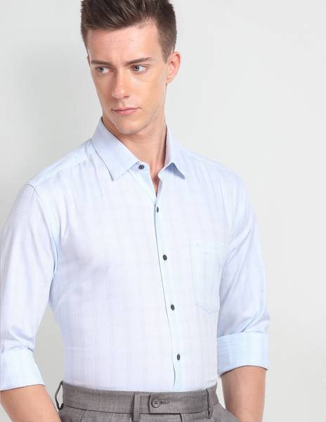 ARROW Men Self Design Formal Pink Shirt