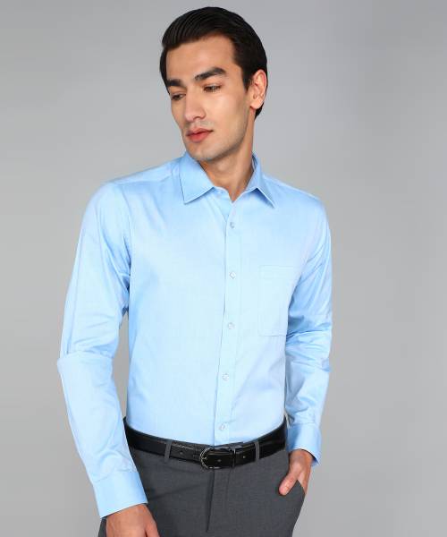 Raymond Men Self Design Formal Light Blue Shirt