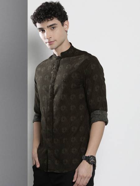 The Indian Garage Co. Men Printed Casual Brown Shirt