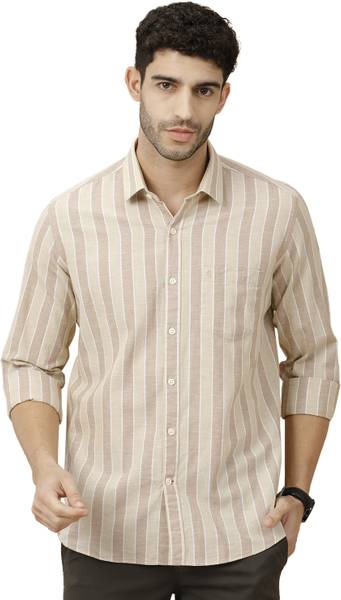 CAVALLO BY LINEN CLUB Men Striped Casual Beige Shirt