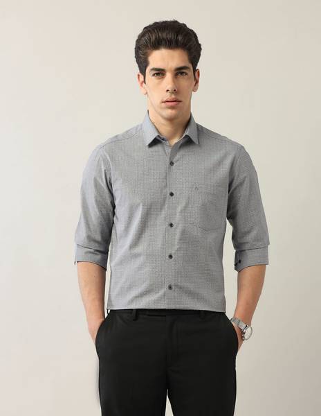 ARROW Men Checkered Formal Grey Shirt