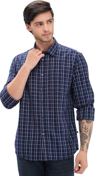 PARX Men Checkered Casual Blue Shirt