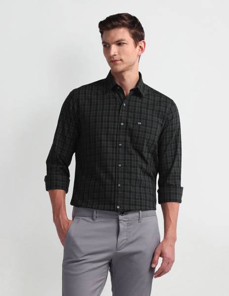 Arrow Sport Men Checkered Casual Grey Shirt