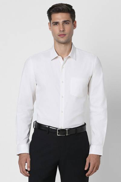 PETER ENGLAND Men Self Design Formal White Shirt