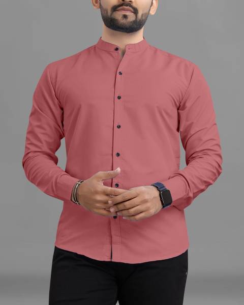 RAHUL LOOK Men Solid Casual Pink Shirt