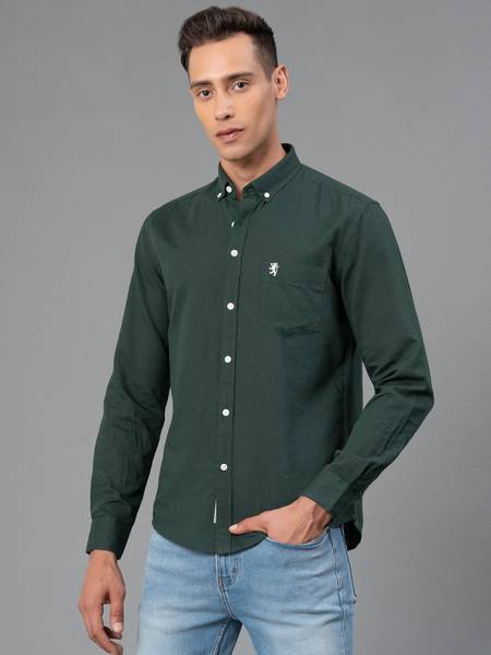 RED TAPE Men Solid Casual Green Shirt
