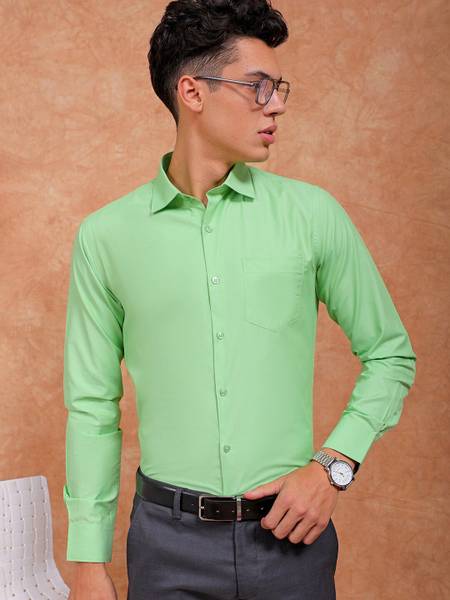 The Indian Garage Co. Men Solid Formal Green Shirt