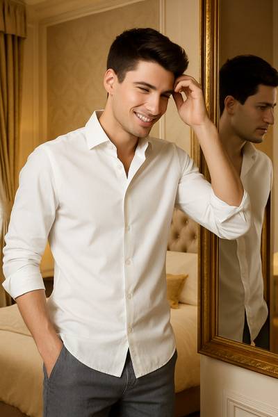 Lee Cross Men Solid Casual White Shirt