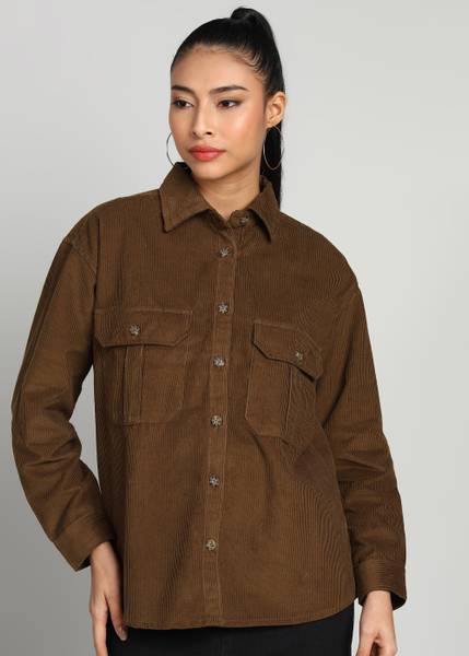 SASSAFRAS Women Solid Casual Brown Shirt