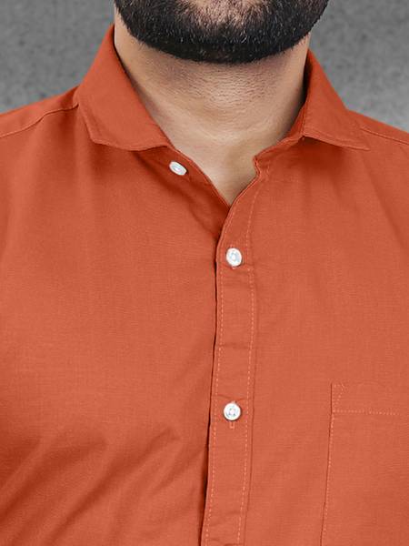 VeBNoR Men Solid Formal Orange Shirt