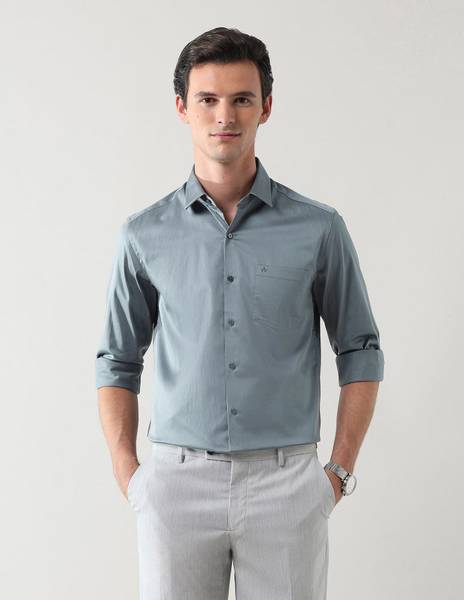 ARROW Men Solid Formal Grey Shirt
