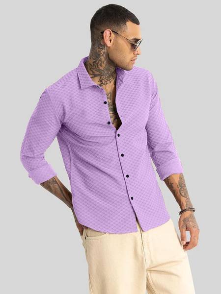 METRONAUT Men Printed Casual Purple Shirt