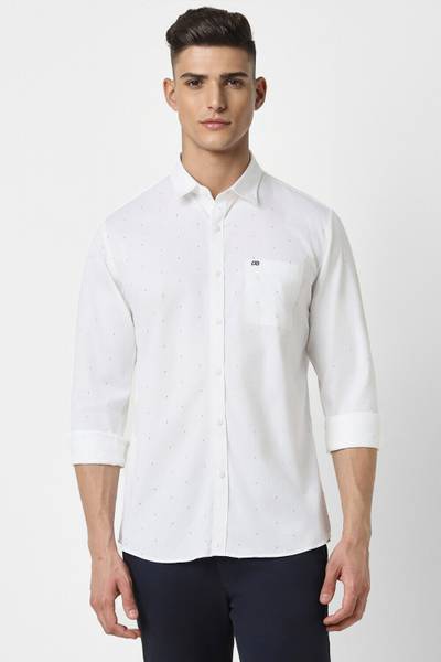 PETER ENGLAND Men Printed Casual White Shirt