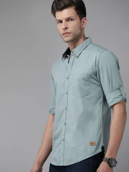 Roadster Men Solid Casual Blue Shirt