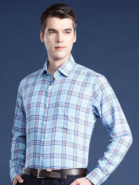 Hancock Men Checkered Formal Blue, Red Shirt