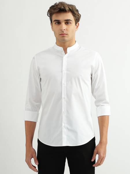 United Colors of Benetton Men Solid Casual White Shirt