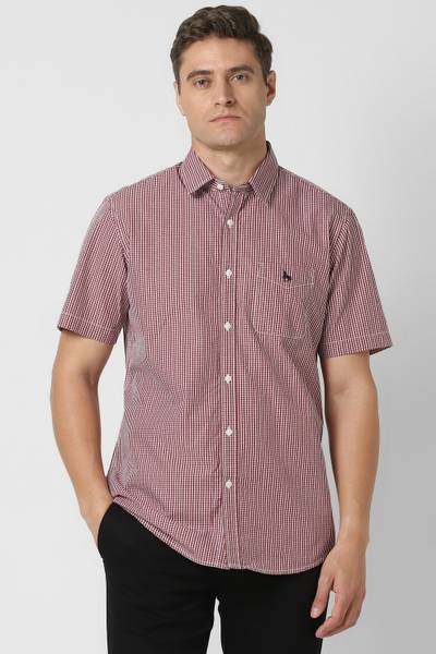 VAN HEUSEN Men Checkered Casual Red Shirt