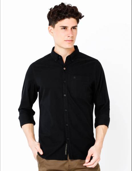 WROGN Men Solid Casual Black Shirt